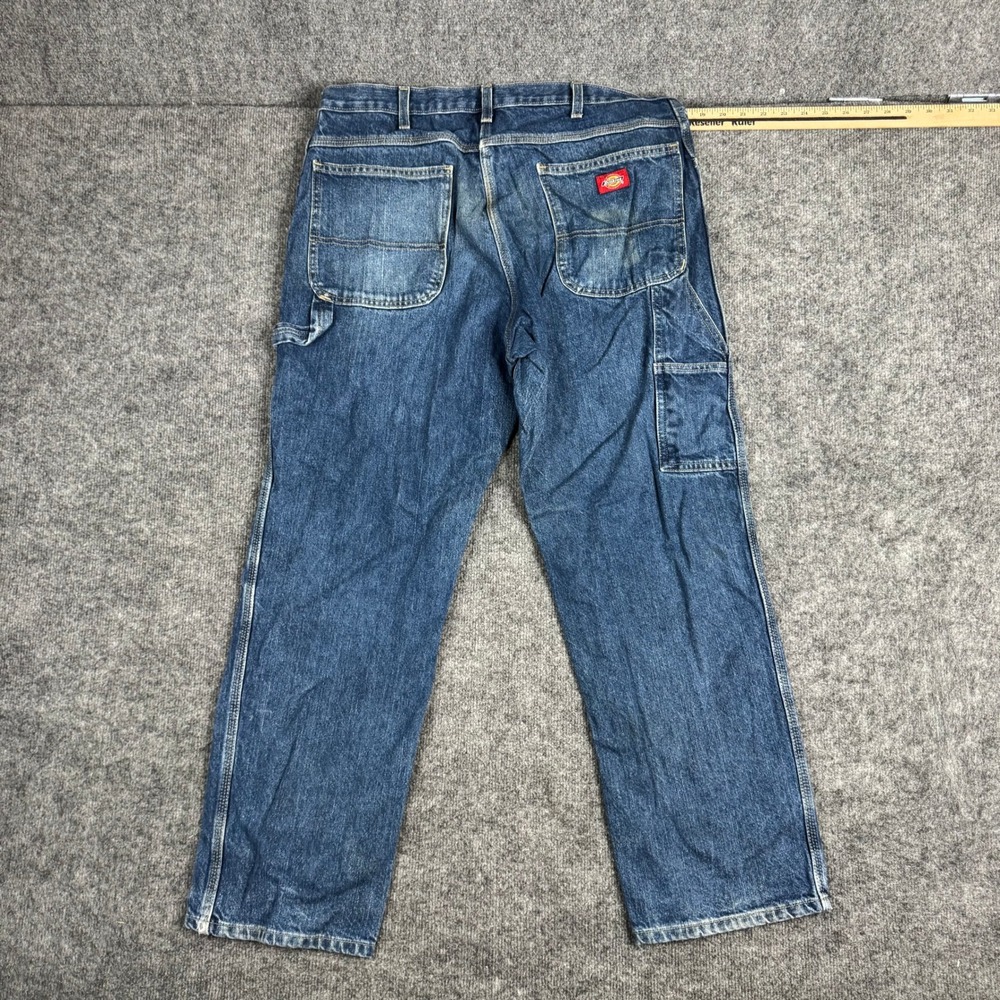 Dickies Carpenter Jeans Mens Size 36x30 Blue Denim Relaxed Fit Workwear Stained
